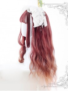 Water Wave Curly Rust Red Gradual Change Lolita Wig