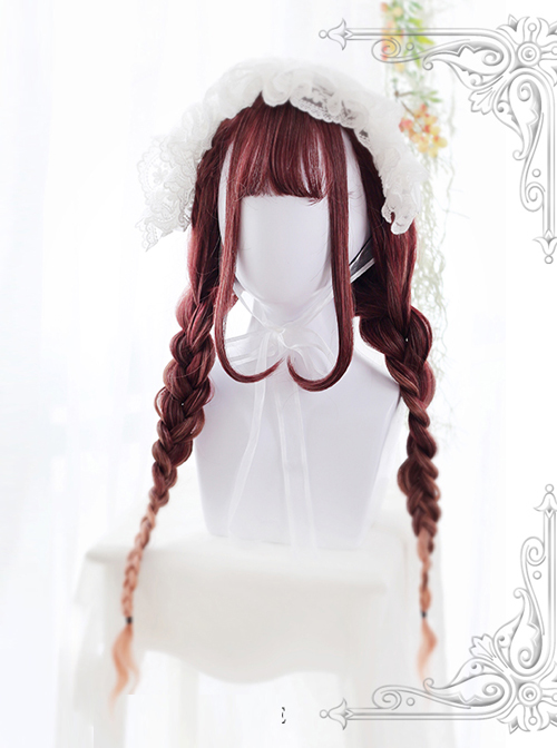 Water Wave Curly Rust Red Gradual Change Lolita Wig