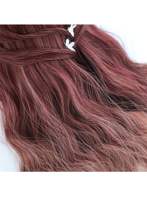 Water Wave Curly Rust Red Gradual Change Lolita Wig