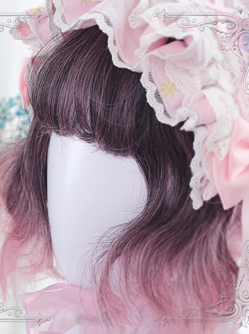 Harajuku Pink Gradual Change Short Curly Hair Lolita Wig