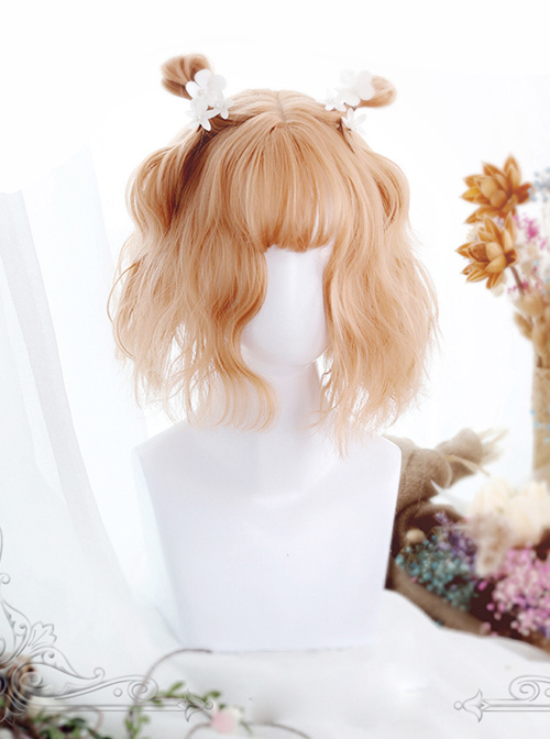 Air-bangs Orange Short Curly Hair Lolita Wig