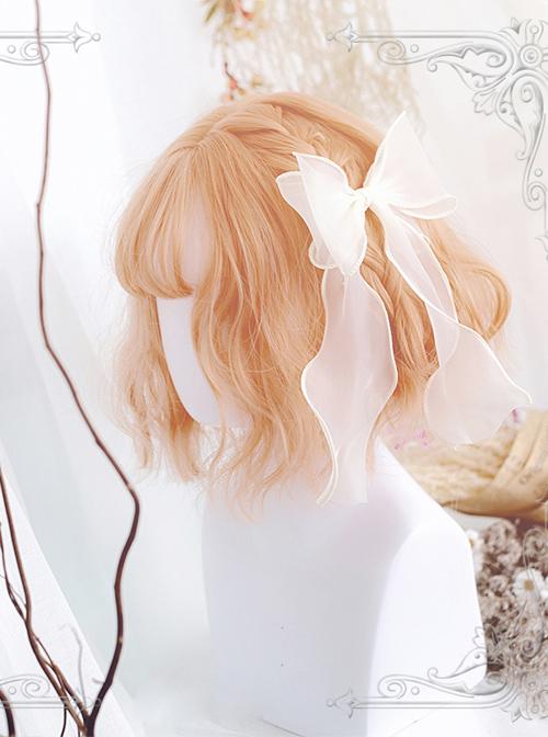 Air-bangs Orange Short Curly Hair Lolita Wig