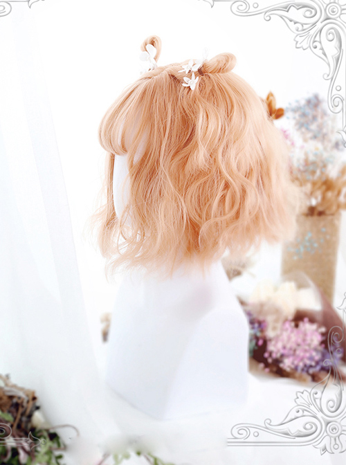 Air-bangs Orange Short Curly Hair Lolita Wig