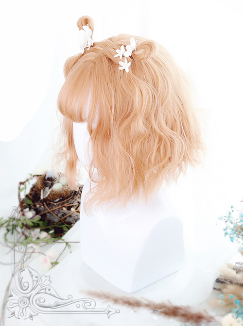 Air-bangs Orange Short Curly Hair Lolita Wig