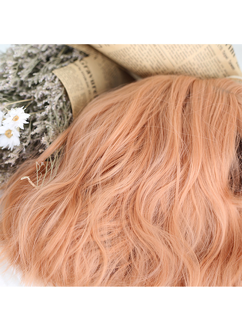 Air-bangs Orange Short Curly Hair Lolita Wig