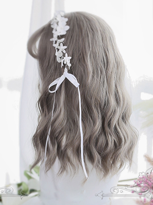 Air-bangs Gray Water Wave Curly Lolita Wig