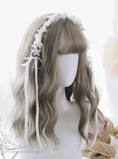 Air-bangs Gray Water Wave Curly Lolita Wig