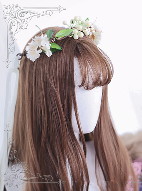 Air-bangs Big Curly Long Hair Brown Lolita Wig