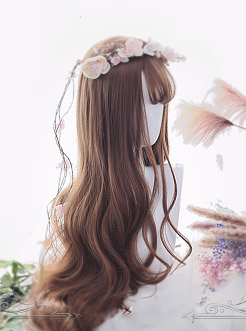 Air-bangs Big Curly Long Hair Brown Lolita Wig