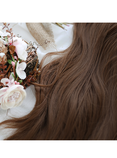 Air-bangs Big Curly Long Hair Brown Lolita Wig