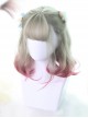 Graffiti Girl Series Cyan And Red Gradient Short Curly Hair Lolita Wigs