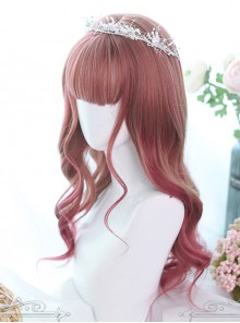 Hair-tail Pink Gradual Color Long Curly Hair Lolita Wigs