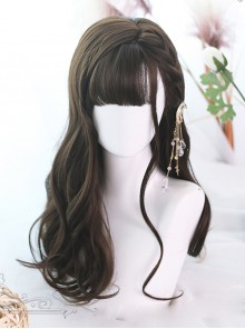 Brown Hair Bangs Long Curly Hair Classic Lolita Wigs