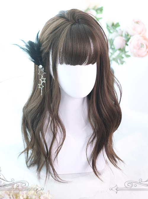 Chocolate Color Large Wave Curly Long Hair Lolita Wigs