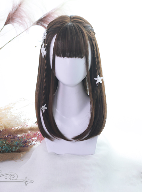 Three Colors Natural Hair-tail Medium Long Straight Hair Classic Lolita Wigs