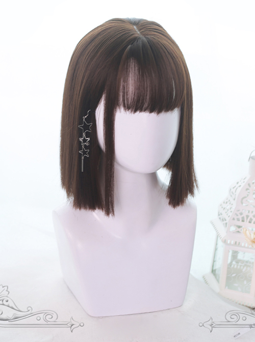 Air-bangs Medium Long Straight Hair Lolita Wigs