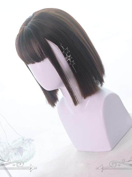 Air-bangs Medium Long Straight Hair Lolita Wigs