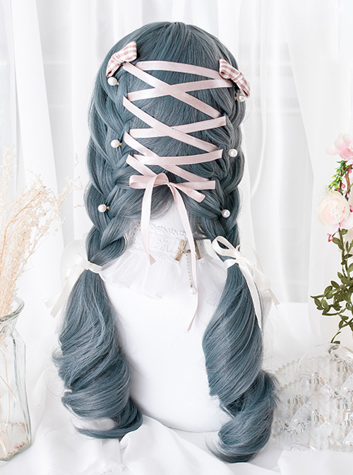 Gray-blue Elegant Long Curly Hair Lolita Wigs