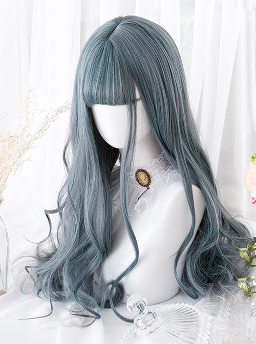 Gray-blue Elegant Long Curly Hair Lolita Wigs