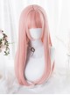 Hime Cut Pink Long Straight Hair Lolita Wigs