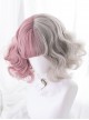 Pink And Gray Left And Right Gradient Short Curly Hair Lolita Wigs