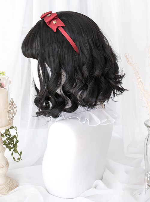 Black Wave Foam Curly Lolita Short Wigs