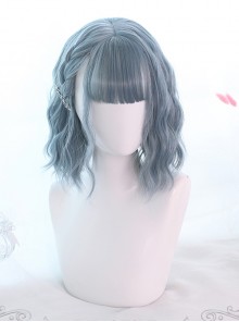 Mermaid Blue Air-bangs Curly Hair Lolita Wigs