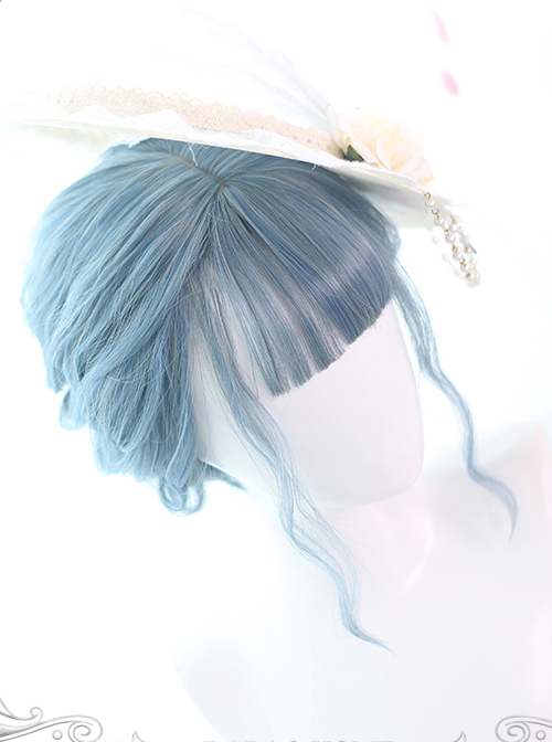 Mermaid Blue Air-bangs Curly Hair Lolita Wigs