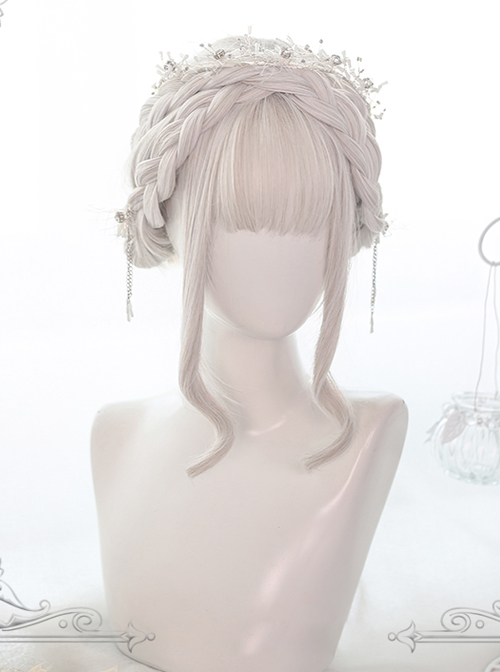 Dual Horsetail Moonlight-stone White Mixing Color Classic Lolita Wigs