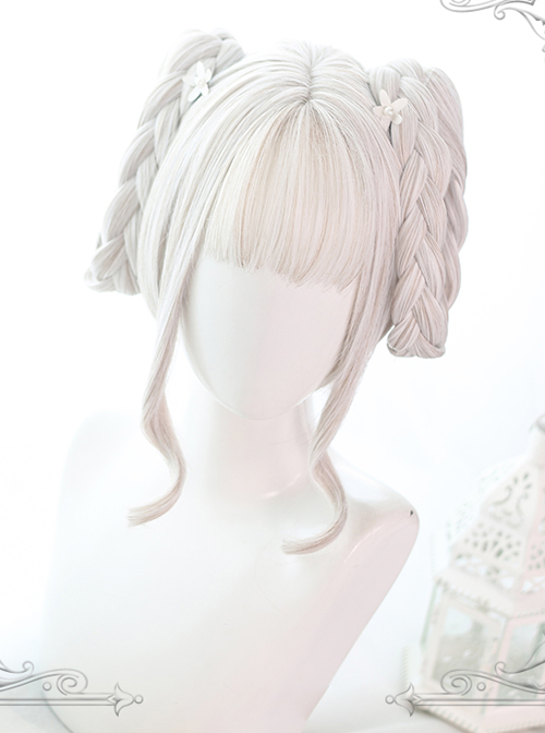 Dual Horsetail Moonlight-stone White Mixing Color Classic Lolita Wigs