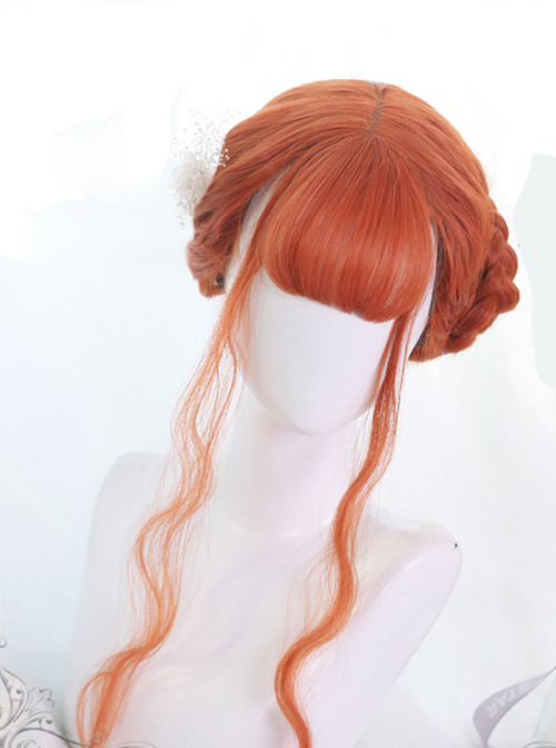 Orange Air-bangs Long Curly Hair Classic Lolita Wigs