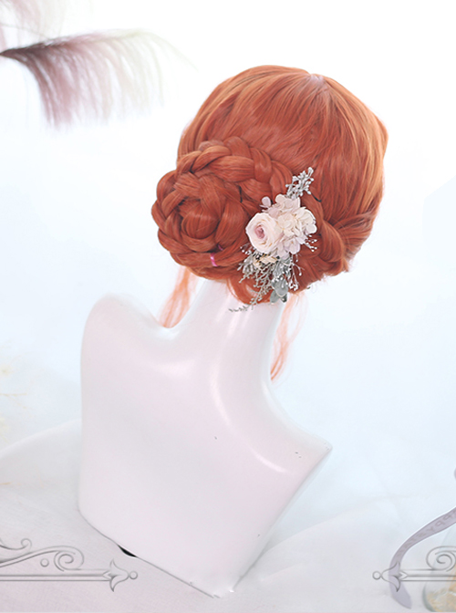 Orange Air-bangs Long Curly Hair Classic Lolita Wigs