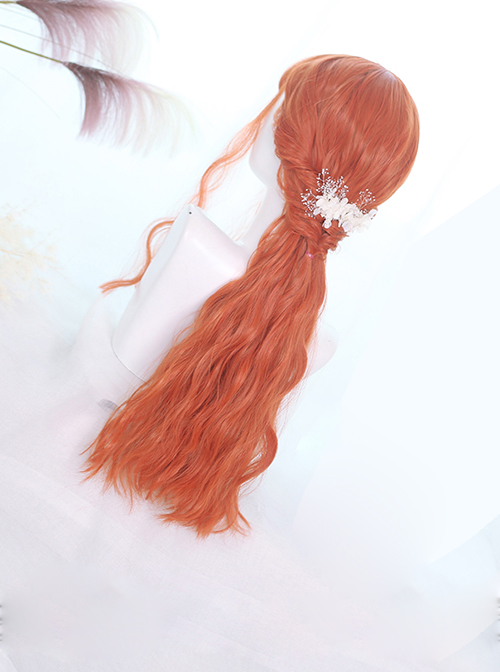 Orange Air-bangs Long Curly Hair Classic Lolita Wigs