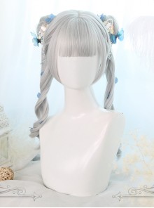 Gray Dual Horsetail Elegance Curly Hair Classic Lolita Wigs