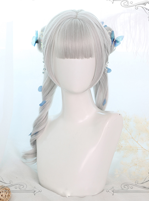 Gray Dual Horsetail Elegance Curly Hair Classic Lolita Wigs