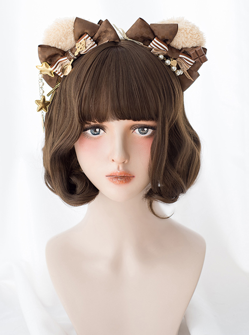 Brown Cute Short Curly Hair Classic Lolita Wigs