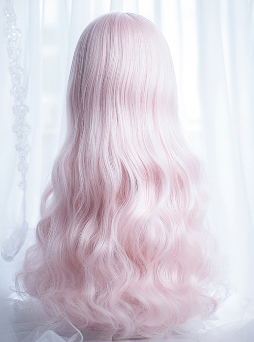 Cute Air-bangs Pink Long Curly Hair Lolita Wigs