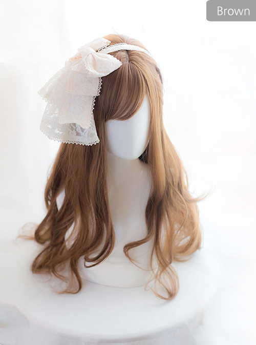 Brown Or Black Medium Length Curly Hair Lolita Wigs