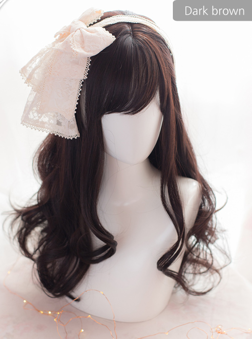 Brown Or Black Medium Length Curly Hair Lolita Wigs