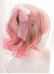 Pink Gradient Short Curly Hair Air bangs Sweet Lolita Wigs