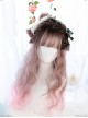 Air bangs Long Curly Hair Sweet Lolita Pink Gradient Wigs