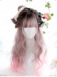 Air bangs Long Curly Hair Sweet Lolita Pink Gradient Wigs