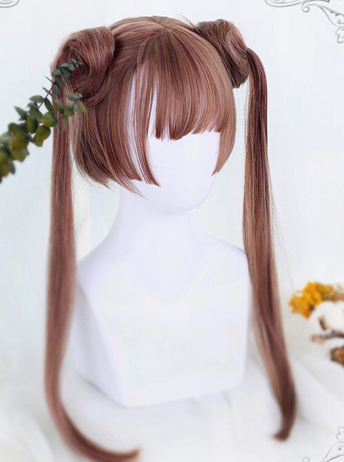 Brown Dual Horsetail Hime Cut Cute Lolita Wig