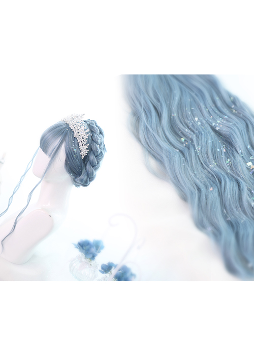 Mermaid's Tears Series Long Curly Hair Lolita Blue Wigs