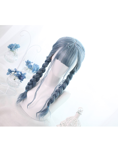 Mermaid's Tears Series Long Curly Hair Lolita Blue Wigs