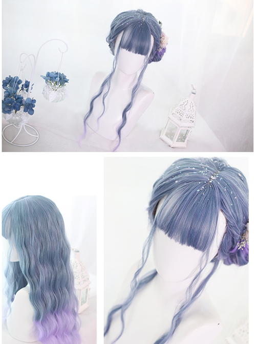 Mermaid's Tears Series Long Curly Hair Lolita Blue-purple Gradient Wigs