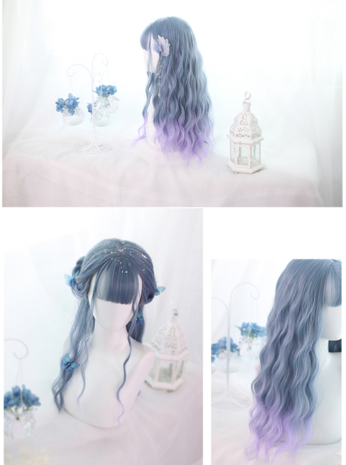 Mermaid's Tears Series Long Curly Hair Lolita Blue-purple Gradient Wigs