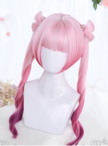 Small Butterfly Series Lolita Dual Horsetail Pink Gradient Wigs