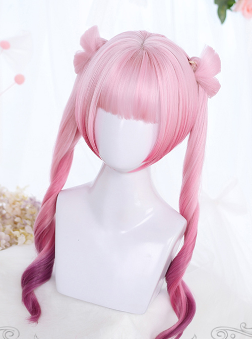 Small Butterfly Series Lolita Dual Horsetail Pink Gradient Wigs