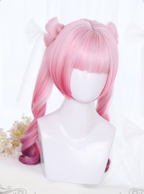 Small Butterfly Series Lolita Dual Horsetail Pink Gradient Wigs